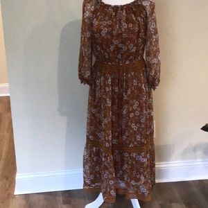 Ryan Michelle dress size m long sleeves midi dress lace trim boho cottage core